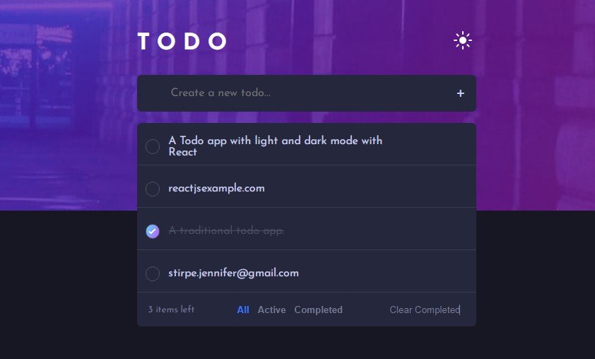A Todo app with light and dark mode with React