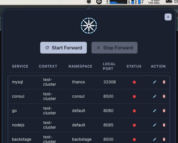 A tray application that manages port forwarding in Kubernetes, written in Rust and React