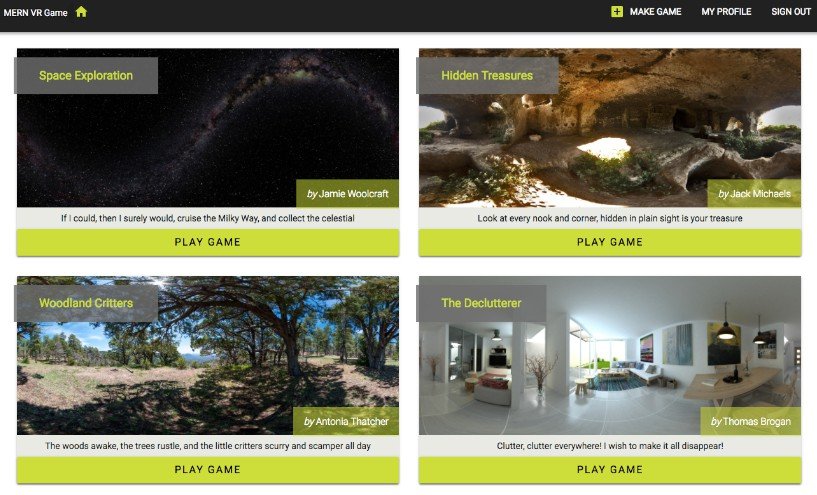 A VR game Application developed using React