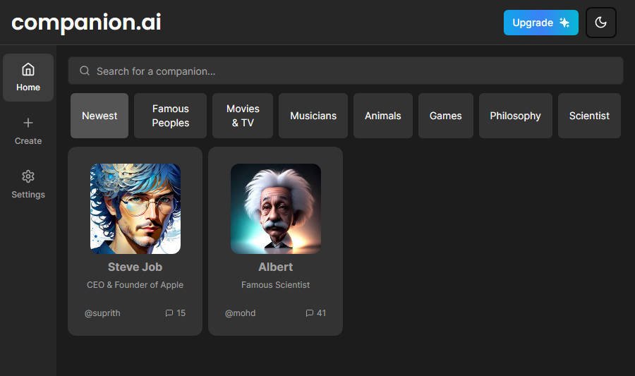 A web app that lets you create and chat with your own AI friend