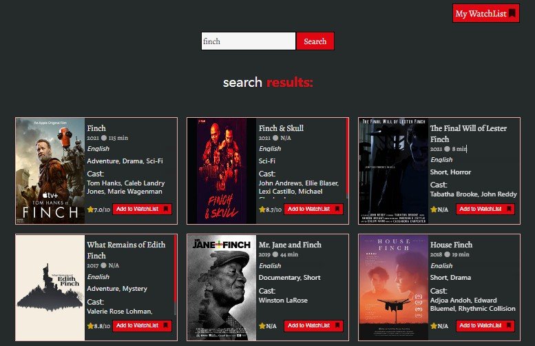 A web application for creating your own watchlist built using react