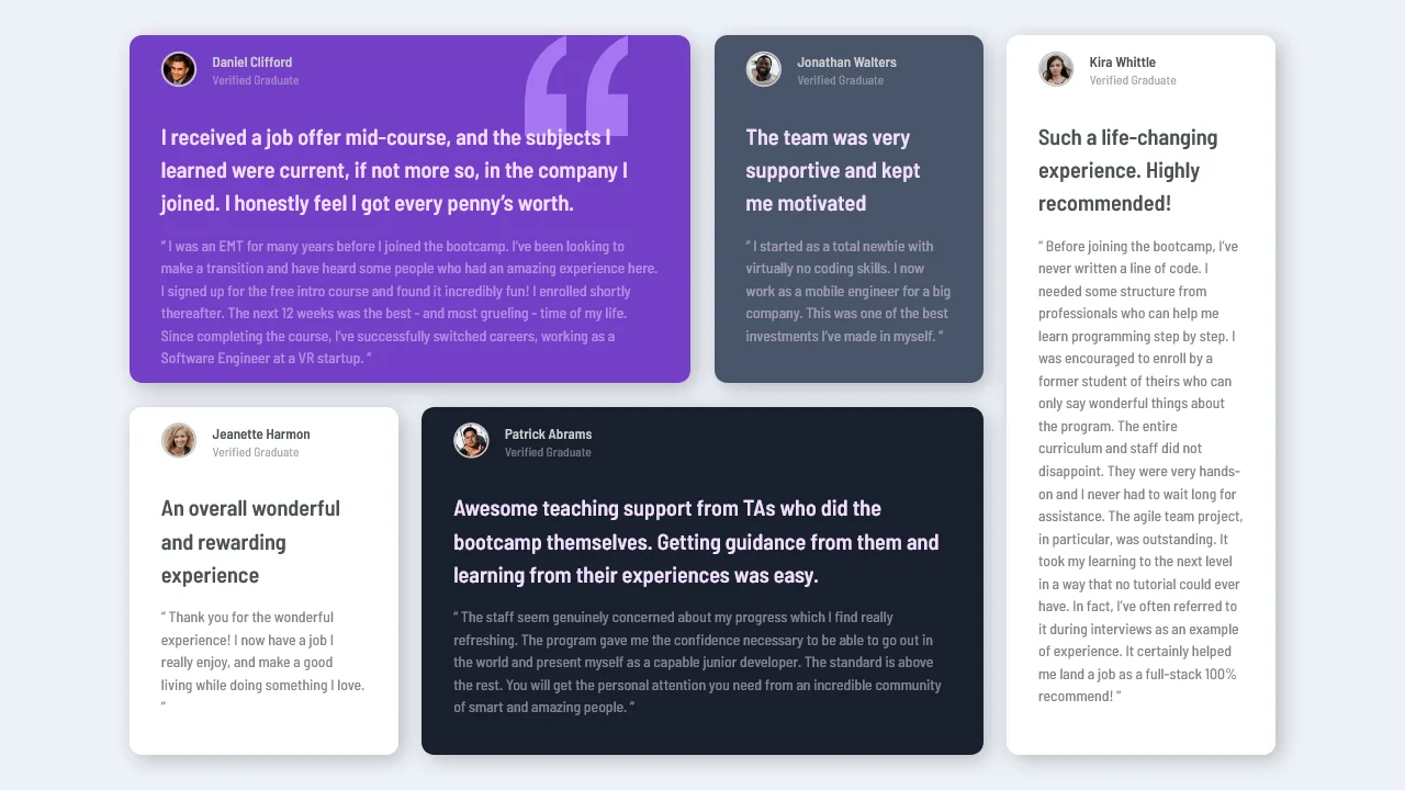 Testimonials Grid Section