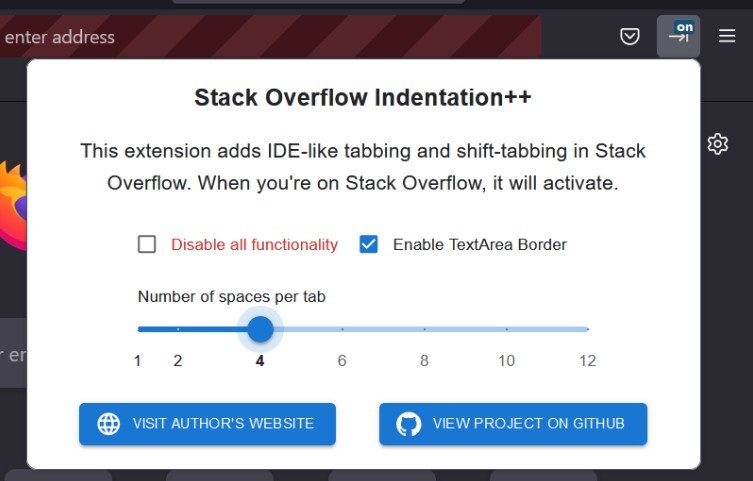 A WebExtension for adding rich IDE-line tab/shift-tab support to Stack Overflow and Meta Stack Overflow