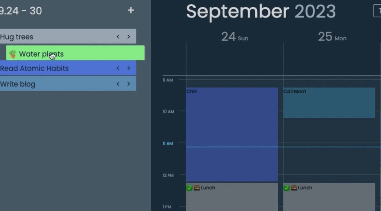 A weekly calendar app that integrates with Google Calendar
