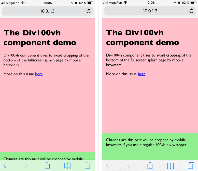 A workaround for the '100vh' issue in mobile browsers