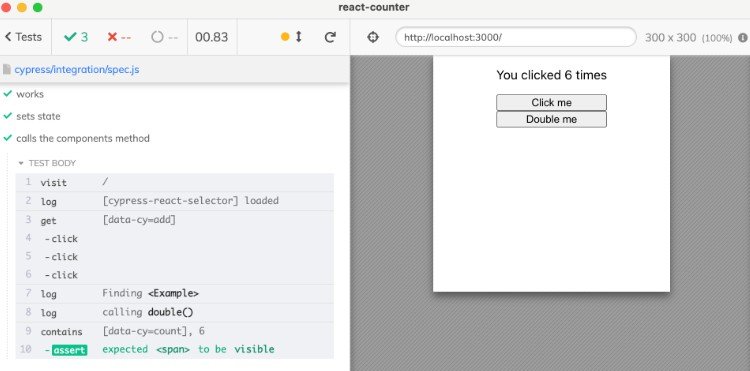 Access the internal state of React components from Cypress E2E tests