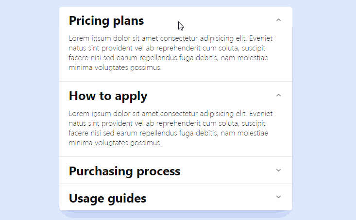 Accordion react component with animation
