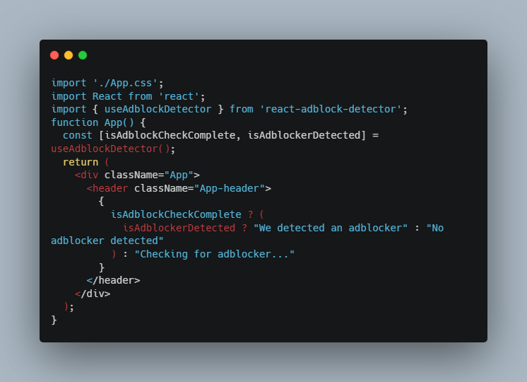Adblocker detect Built With React.js