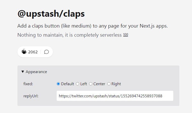 Adds clap button (like medium) to any page for your Next.js apps