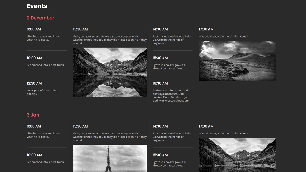 Responsive Grid Timeline