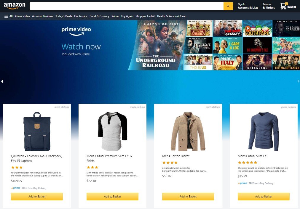 Amazon Clone Template Built With React, Tailwind CSS And Redux