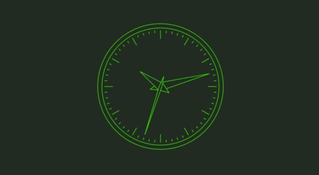 An analog clock in the style of an old vector display built with react