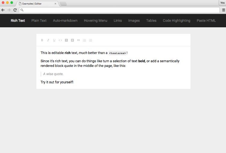 A completely customizable framework for building rich text editors using react