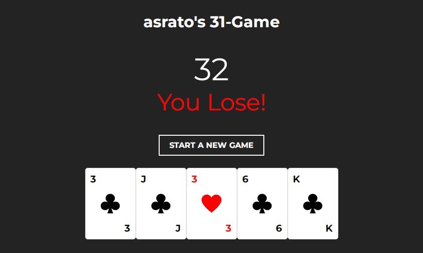 31 Game: A simple React game based on Blackjack