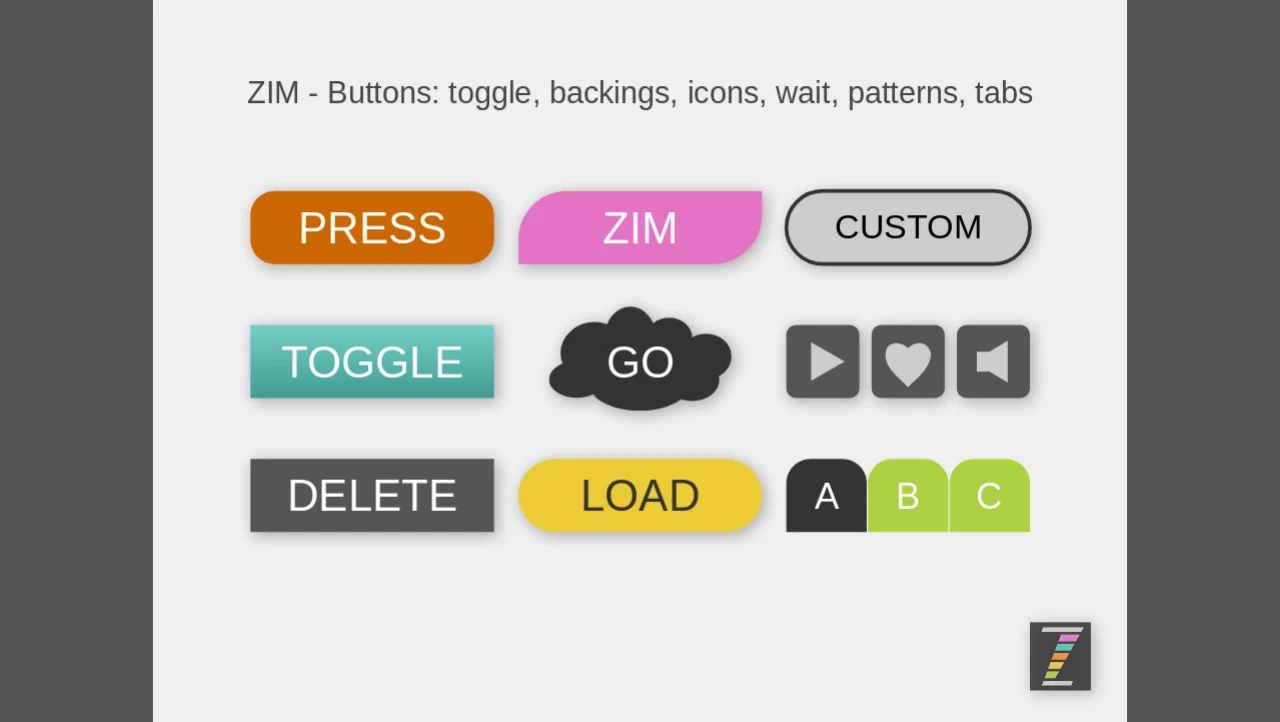 Easy Buttons for the Canvas with ZIMjs
