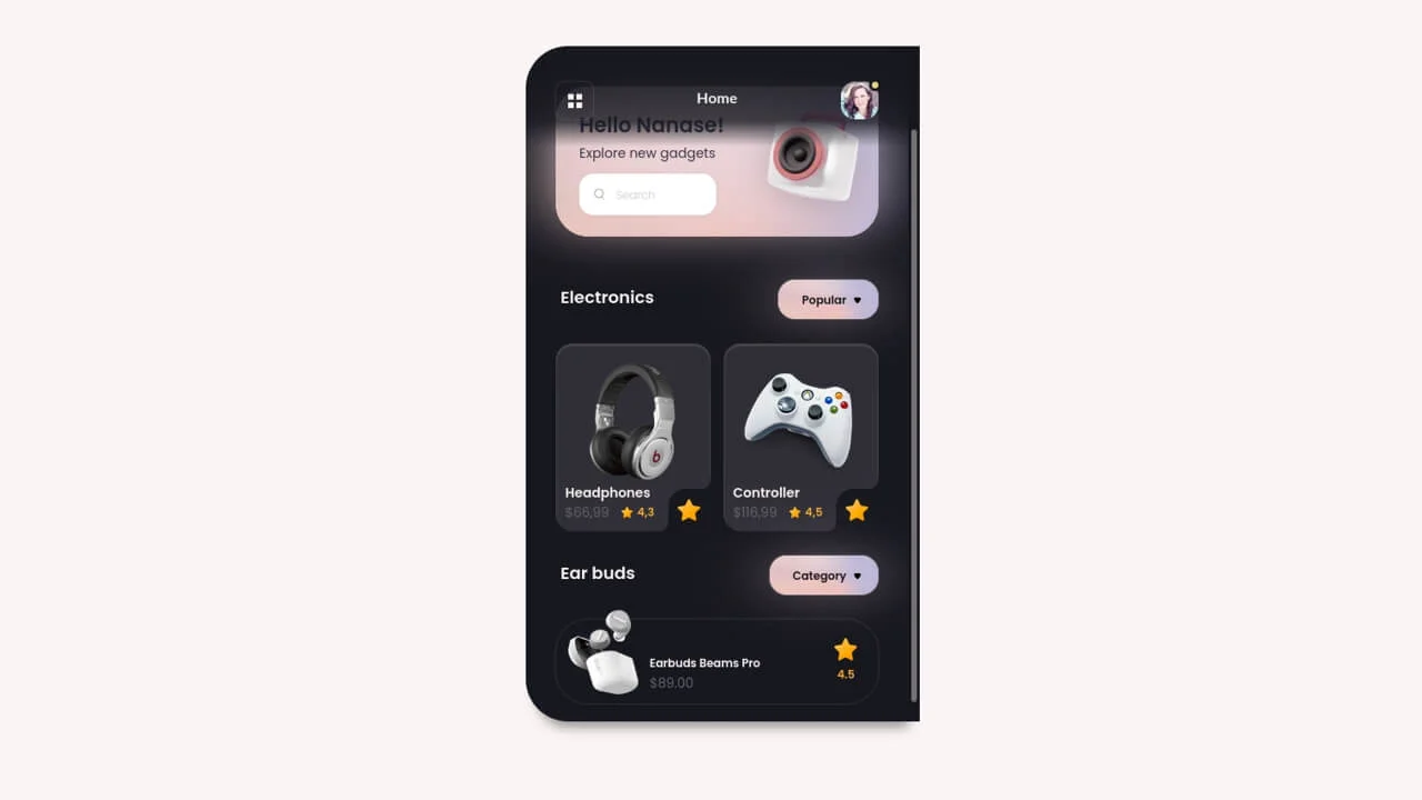 UI Concept for a Shop Store Application