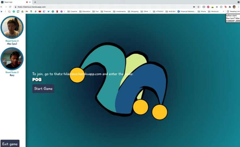 An online party game with video call where players tell jokes and get points based on how the others react