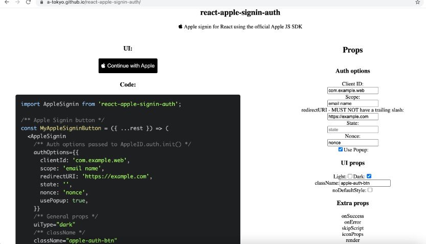 Apple signin for React using the official Apple JS SDK
