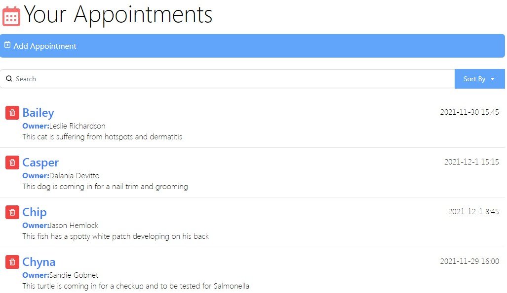 Appointment Owner-Pet App built with React And Tailwind CSS