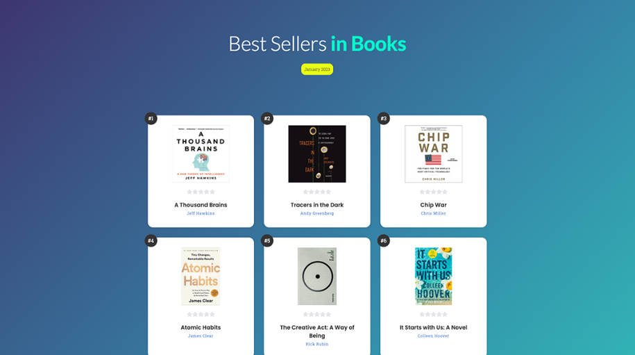 Best sellers in books using React