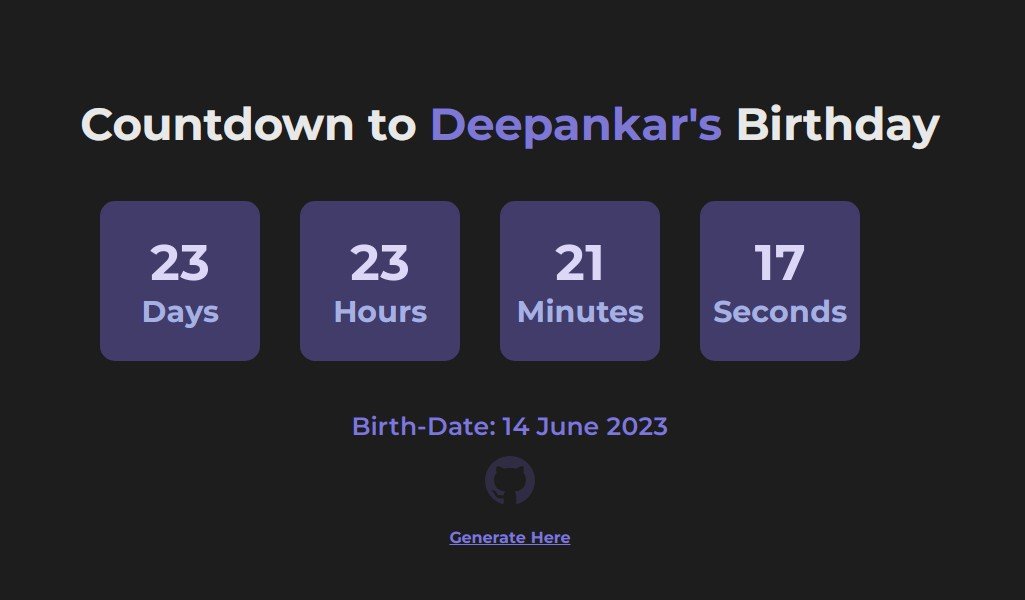 Birthday Wisher with Countdown Made with React with Hooks