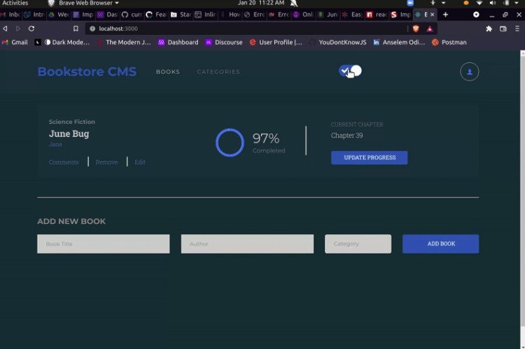 Bookstore - An app that allows you to display a list of added books, add new book and remove a book built using React, Redux