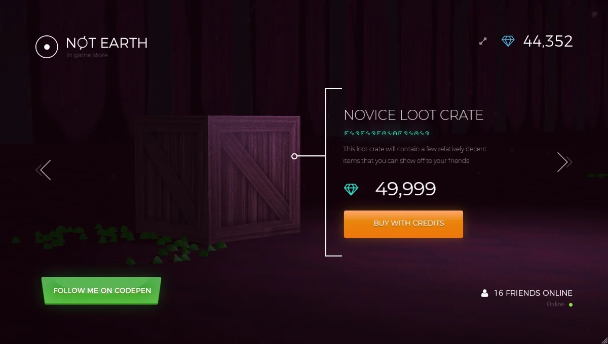 Three JS Game Style Immersive Slider Selection Screen