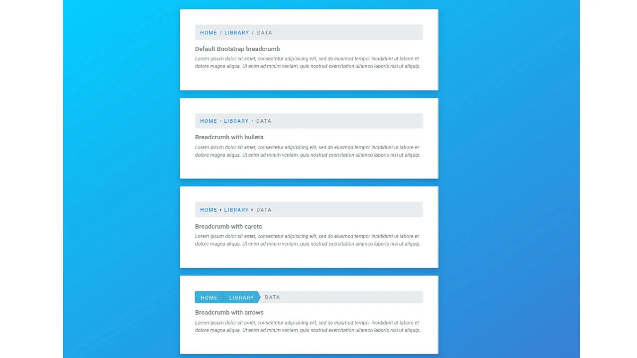 Collection of free custom Bootstrap breadcrumb code examples
