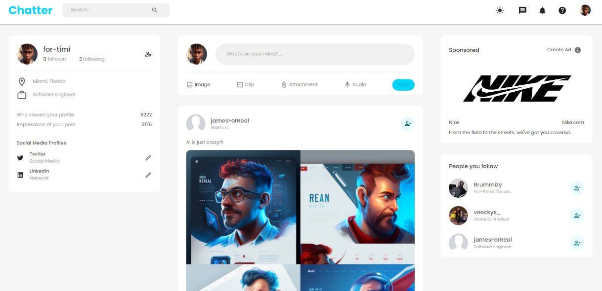 Chattera - A social media application that allows users to interact