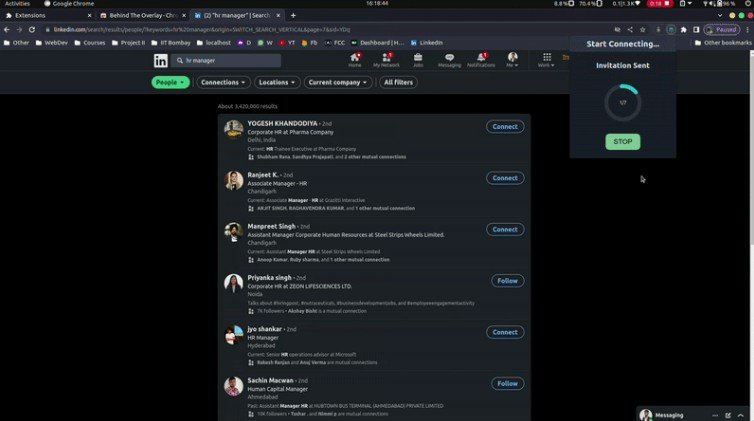 Chrome extension for pressing connect button on LinkedIn