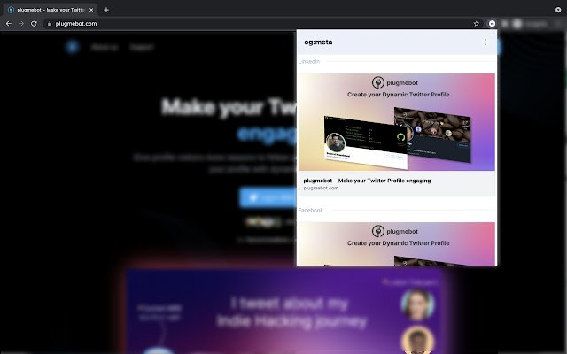 Chrome extension to preview and debug your webpage's meta tags for different social platforms