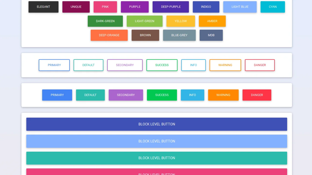 Buttons - Material Design & Bootstrap 4