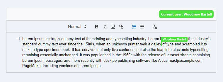 Colaborative editor using Quill Editor and React