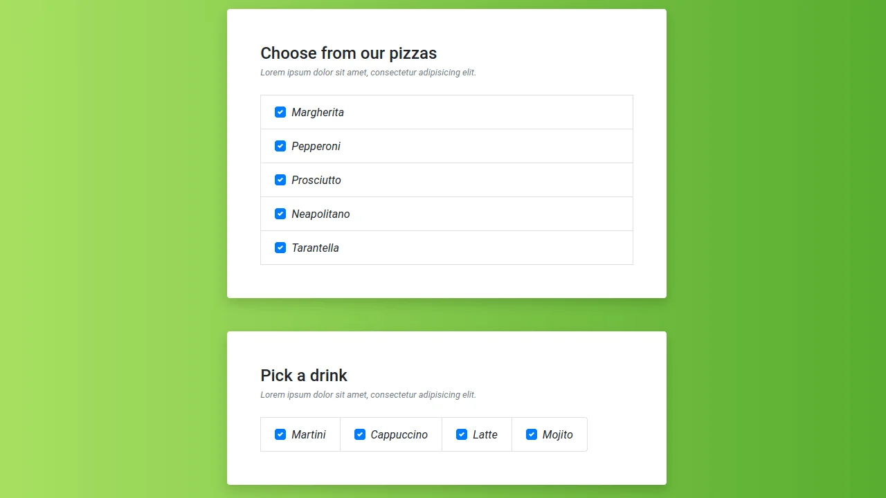 Collection of free Bootstrap checkbox code examples