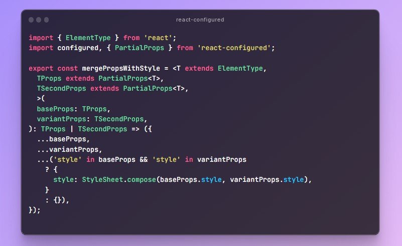 Configure react components with default props and styles