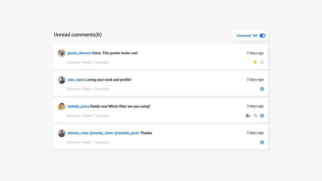 Bootstrap 5 Comments List