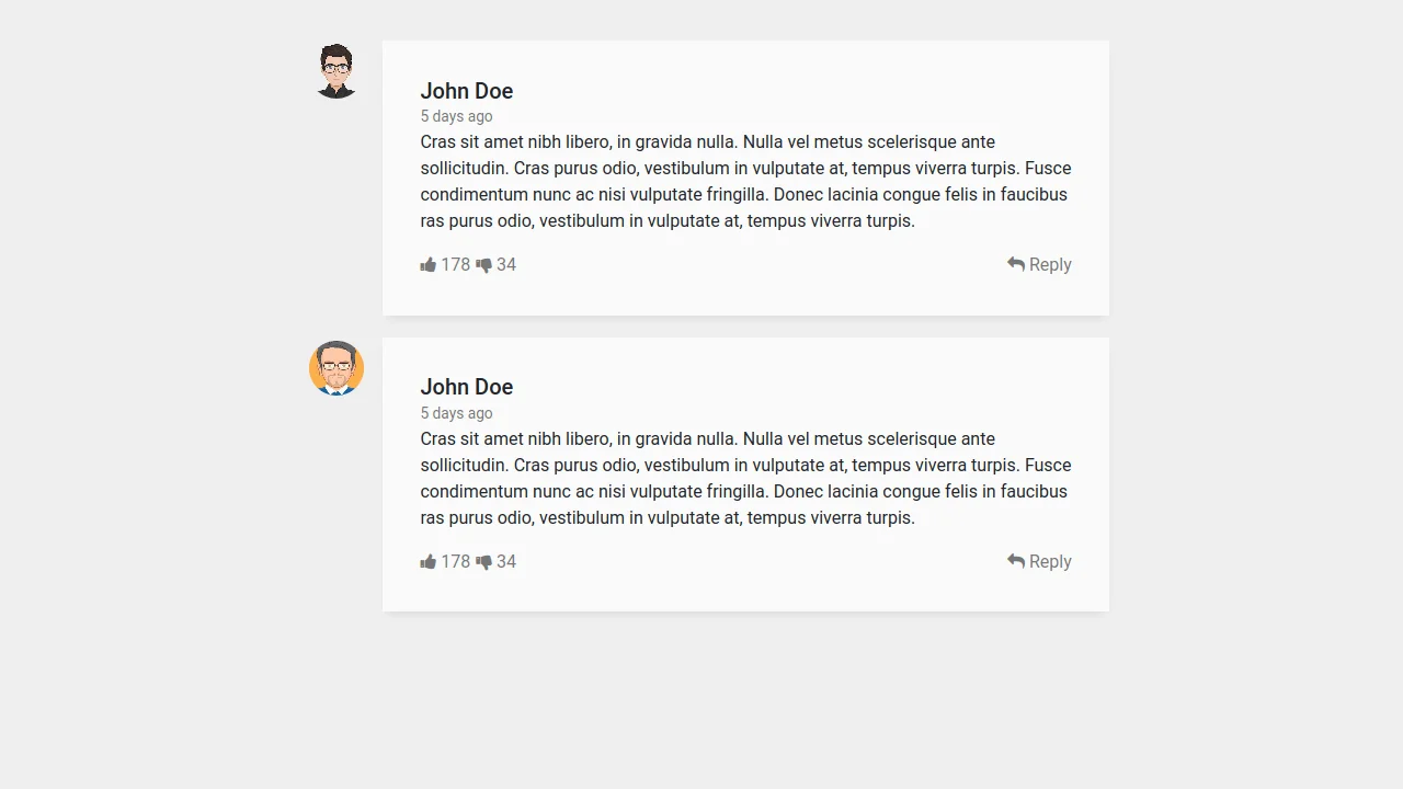 Bootstrap 4 Beta Comment List