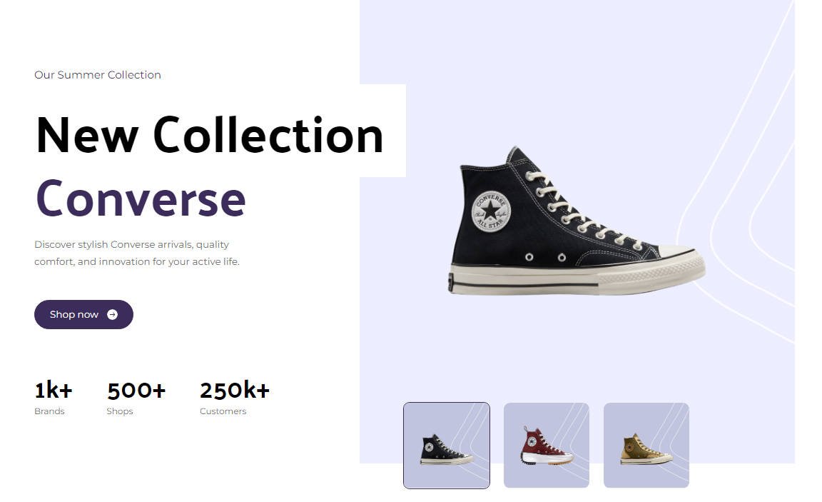 Converse Store Landing Page built using React and Tailwind CSS