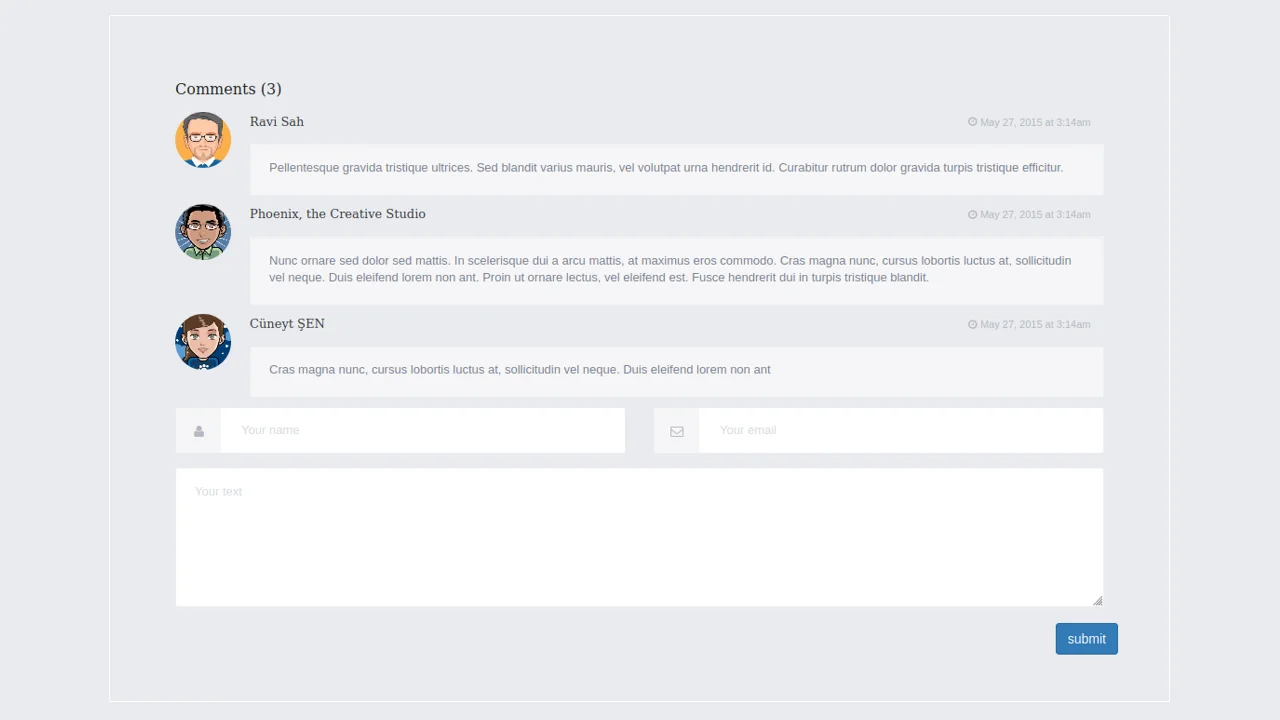 Bootstrap Blog Comments With Form