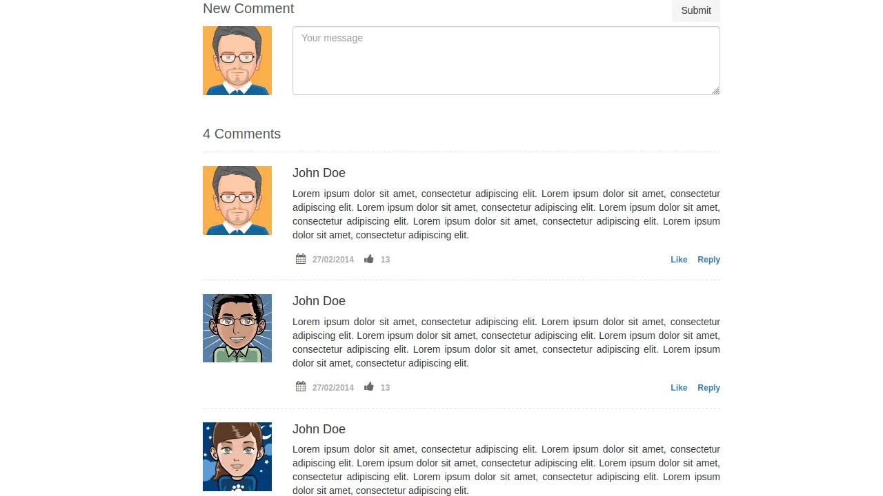 Bootstrap Blog Item Comments