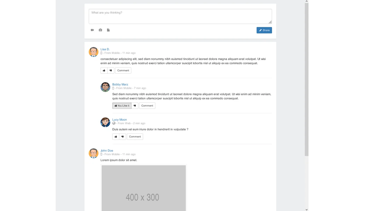 Social Network Home News Feed