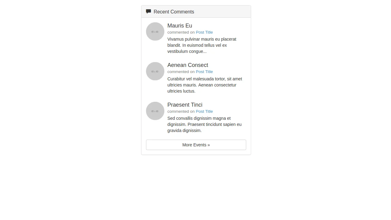 Bootstrap Recent Comments Widget