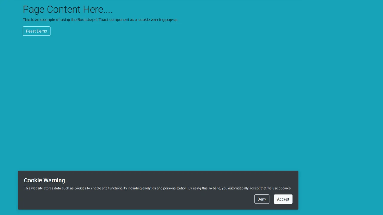 Bootstrap Cookie Warning