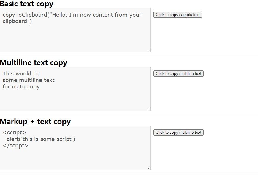 Copy stuff into clipboard from your browser using React