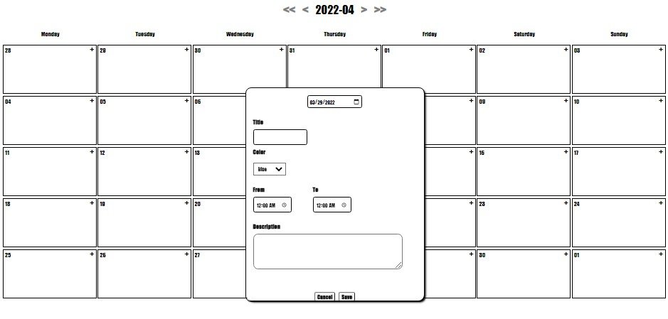Create a demo calendar application using React