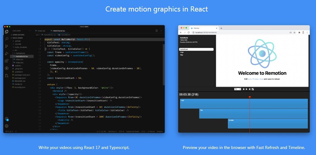 Create videos programmatically in React
