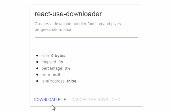 Creates a download handler function and gives progress information with react