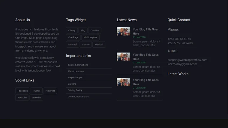 Collection of free custom Bootstrap footer code examples