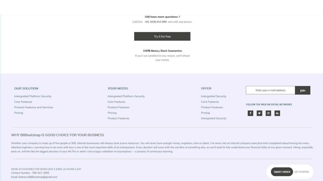 Bootstrap 4 Ecommerce Mega Footer