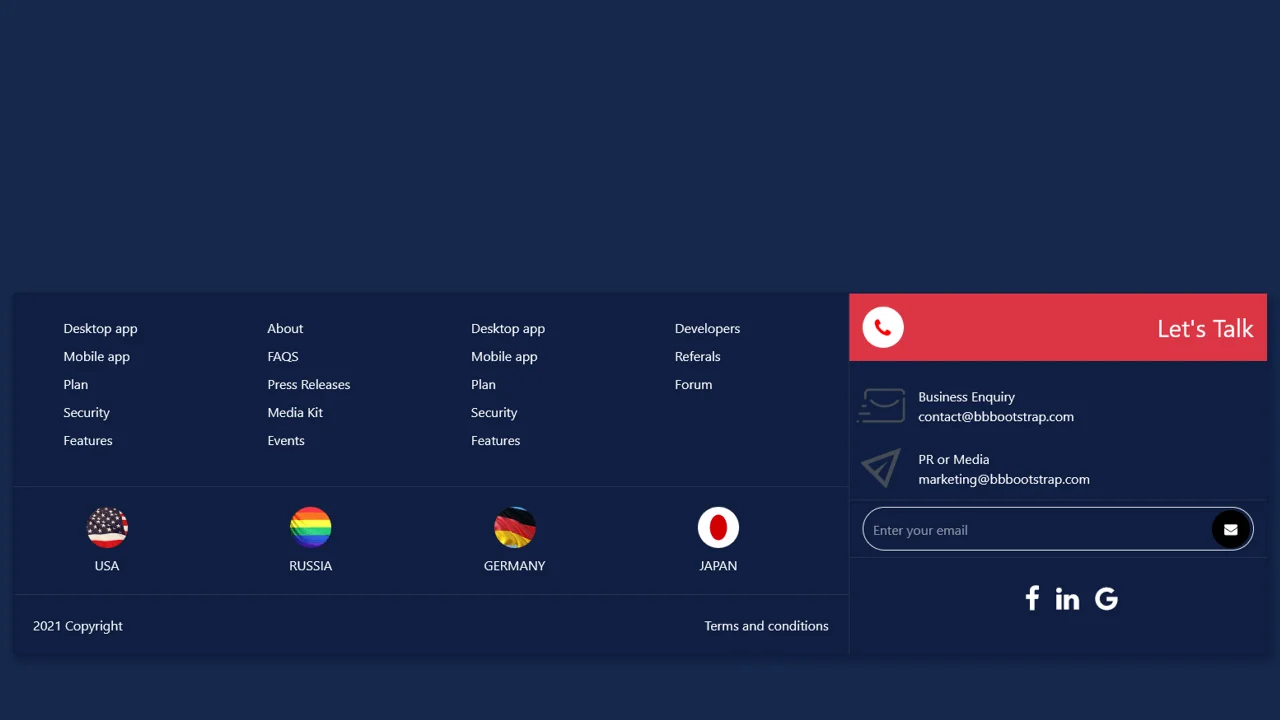 Bootstrap 5 Website Footer Design